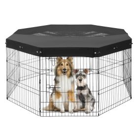 Dog Playpen, 8 Pcs 30"H x 24"W Panels Foldable Metal Pet Exercise Pen, Dog Fence Indoor and Outdoor Pen with Door, 600D Oxford Fabric Top Cover