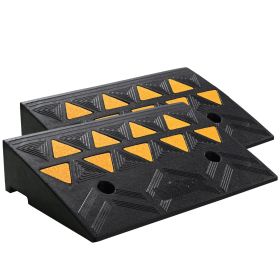 Rubber Curb Ramp 2 Pack, 4.3" Rise Height Heavy-Duty 33069 lbs/15 T Capacity Threshold Ramps, Driveway Ramps with Stable Grid Structure for Cars