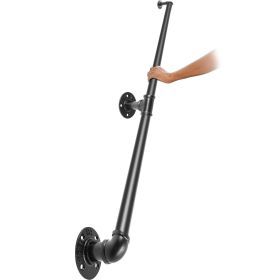 Pipe Stair Handrail, 6FT Staircase Handrail, 440LBS Load Capacity Carbon Steel Pipe Handrail, Industrial Pipe Handrail with Wall Mount Support