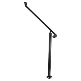 Handrails for Outdoor Steps 2-3 Step Railings Wrought Iron Handrail Stair Railings for Steps Black Iron Railings for Steps Wall and Floor Mounted