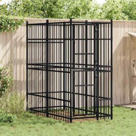Dog Kennel Black Powder-coated steel One Size Durable