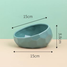 Pet Supplies Bowl Ceramic Cat Bowl Dog Bowl Oblique Mouth (Option: Blue)