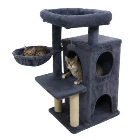 Dark Gray 33.5" Multi-Level Cat Tree With 2-Tier Condo, Sisal Scratching Posts & Anti-Toppling Device For Cats (Option: defaulttitle)
